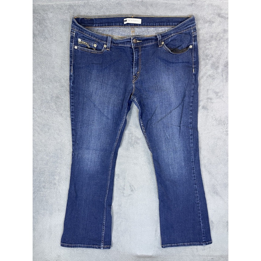 Levis Jeans Womens 14 (34x32) Blue Dark Wash 524 Too Superlow Bootcut Stretch